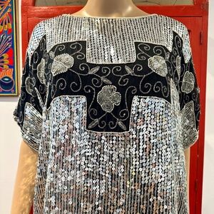 JLB Vintage 80s Sequin and Bead Top Size M